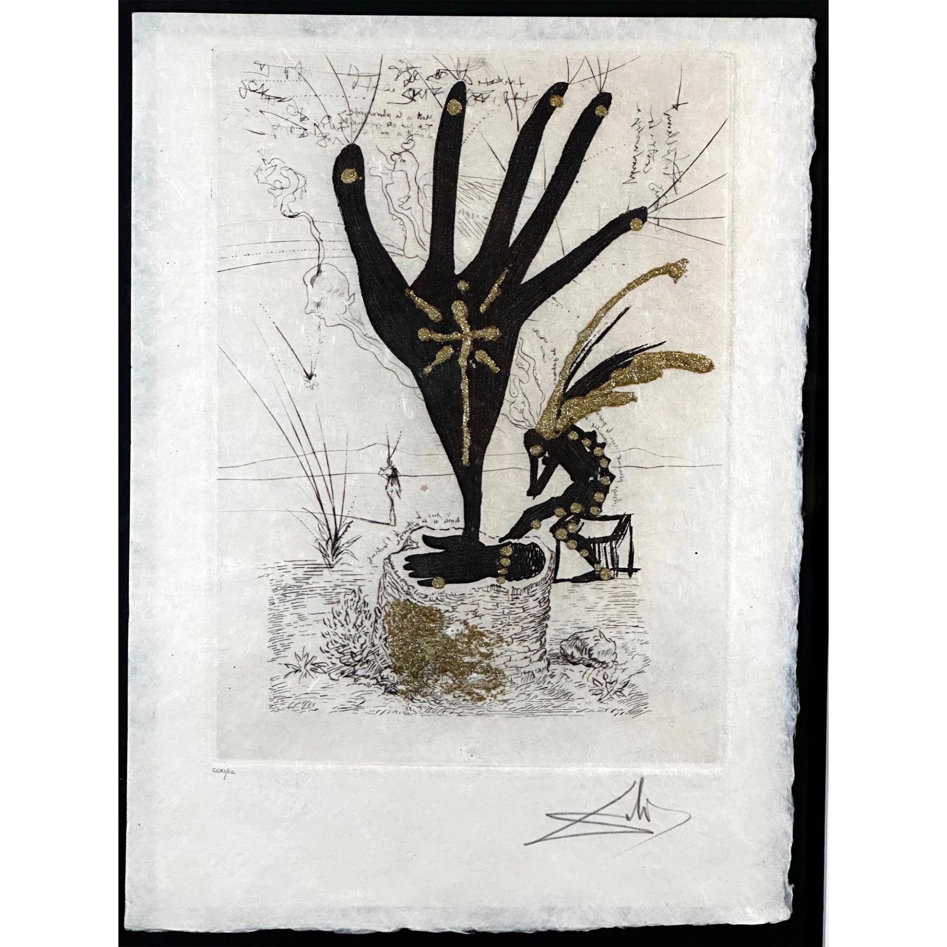 Salvador Dali (Spanish, 1904-1989) Etching plus gold flakes Les Amours Jaunes Flower of Art, signed - Bild 2 aus 5