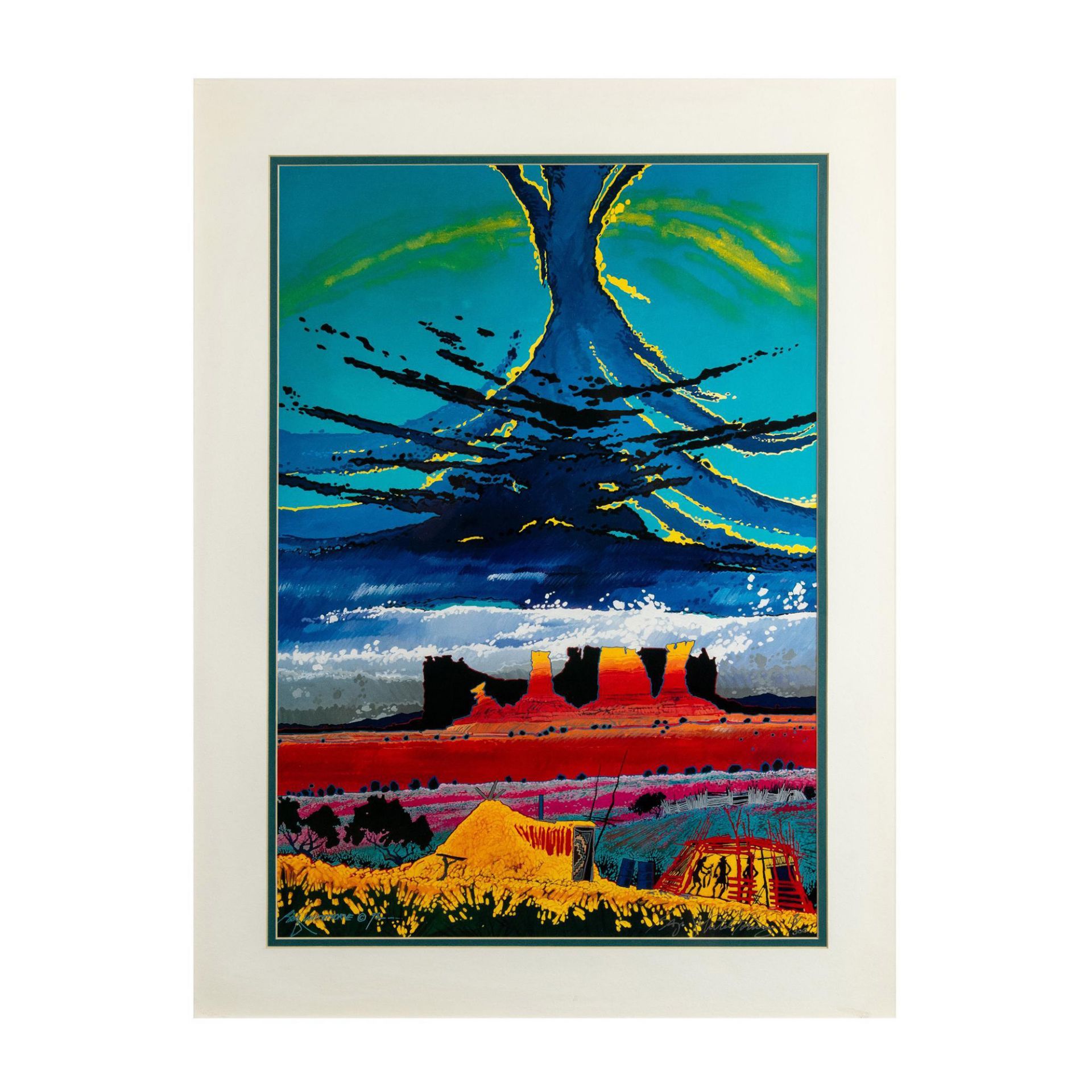 Baje Whitethorne, Navajo Color Lithograph on Paper, Signed - Bild 2 aus 5