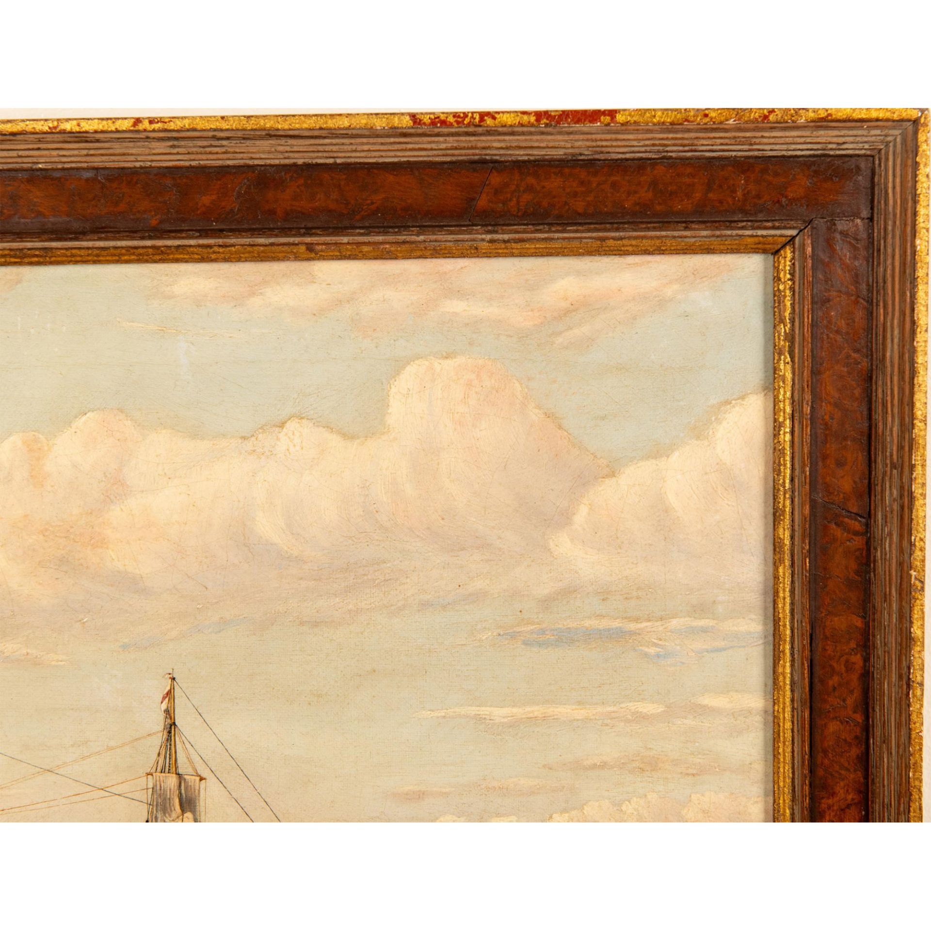 Antique Original Oil on Canvas, British Frigate, Signed - Bild 5 aus 6