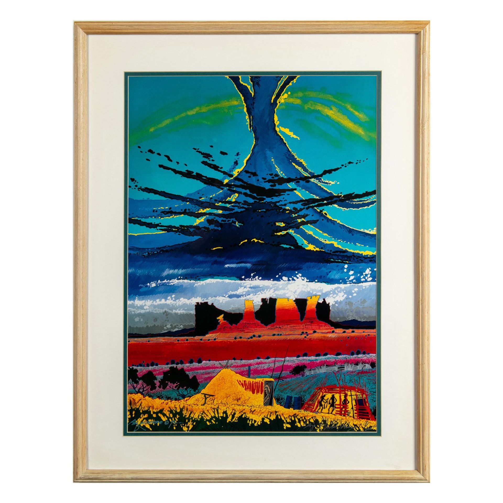 Baje Whitethorne, Navajo Color Lithograph on Paper, Signed