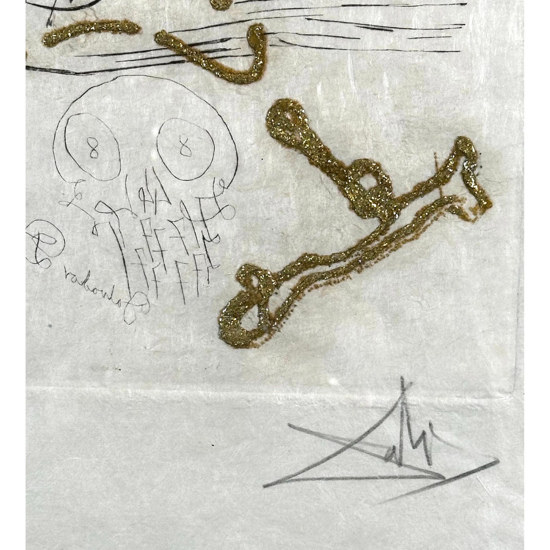 Salvador Dali (Spanish, 1904-1989) Etching plus gold flakes Les Amours Jaunes Decline, signed - Bild 4 aus 5
