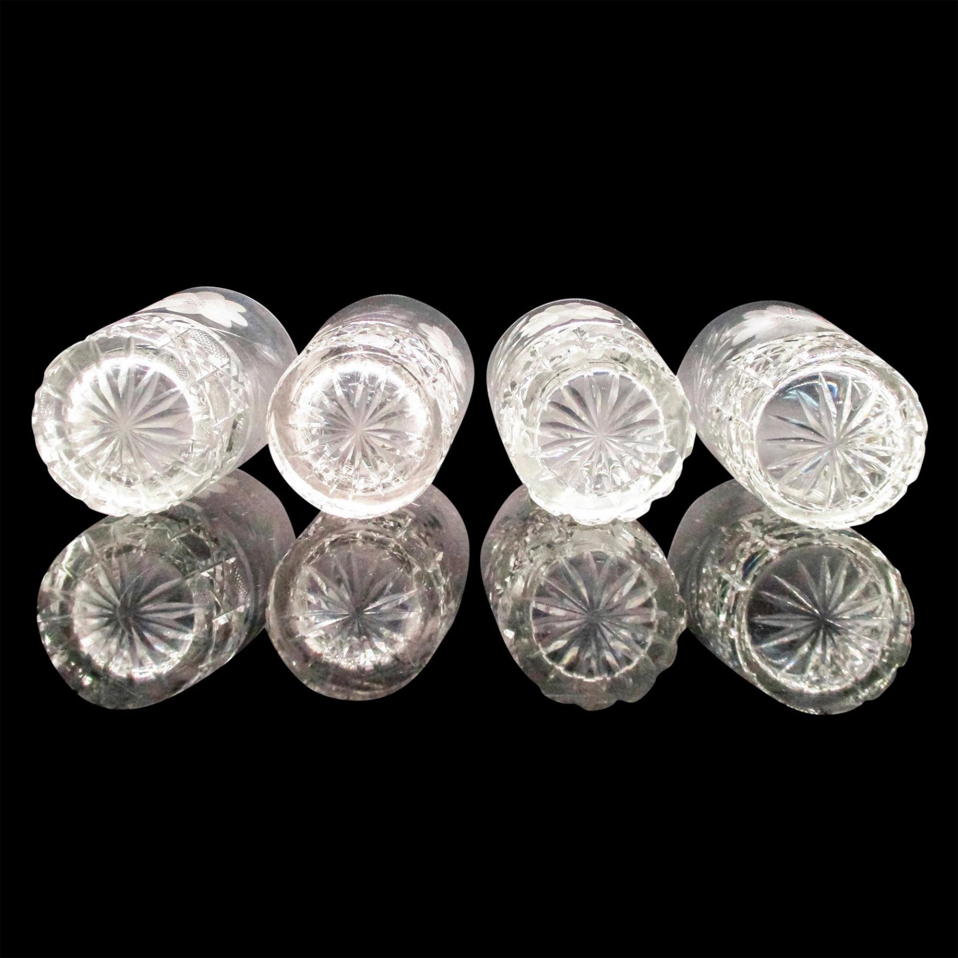 8pc Vintage Crystal Etched Whiskey Glasses - Image 5 of 8