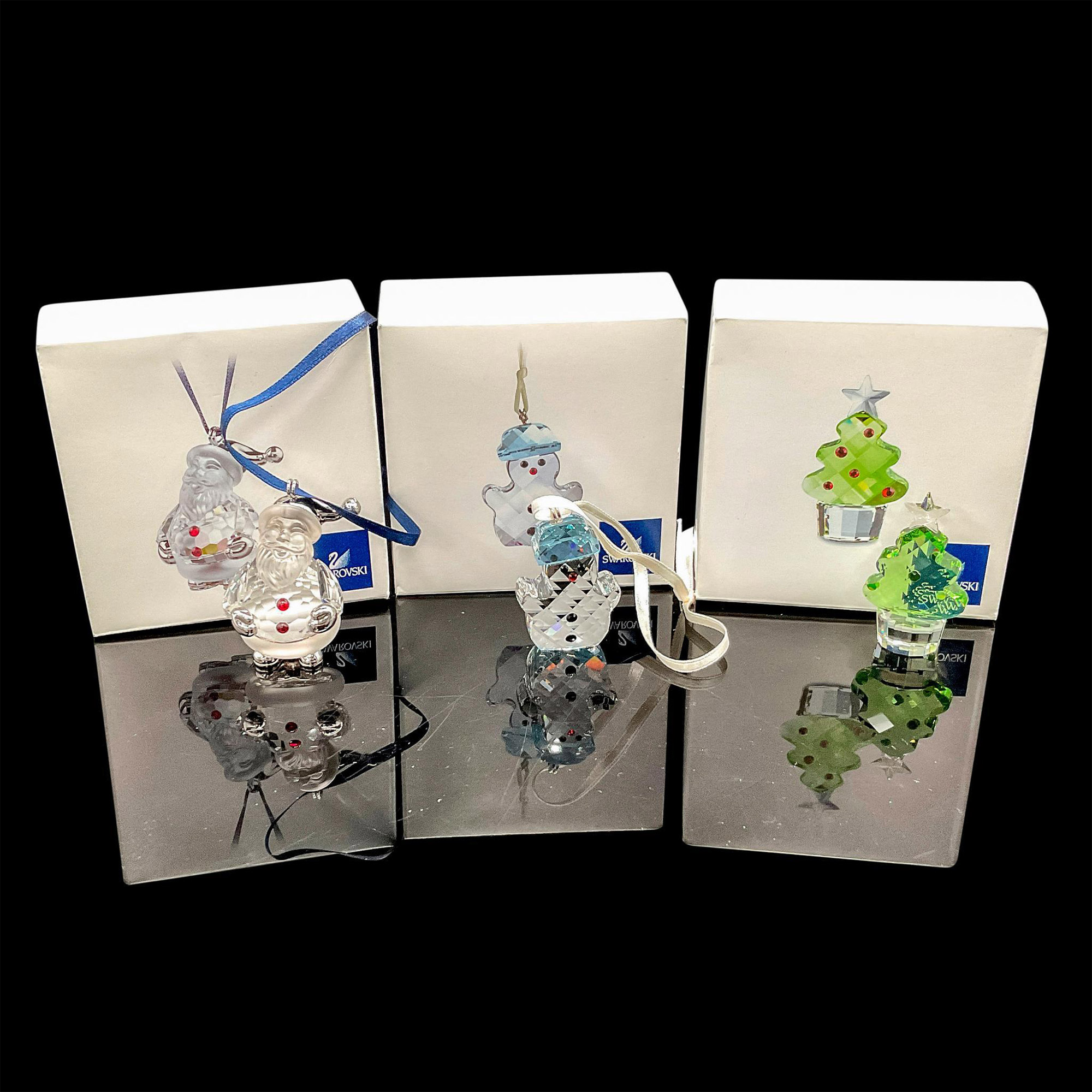 3pc Swarovski Crystal Holiday Ornaments