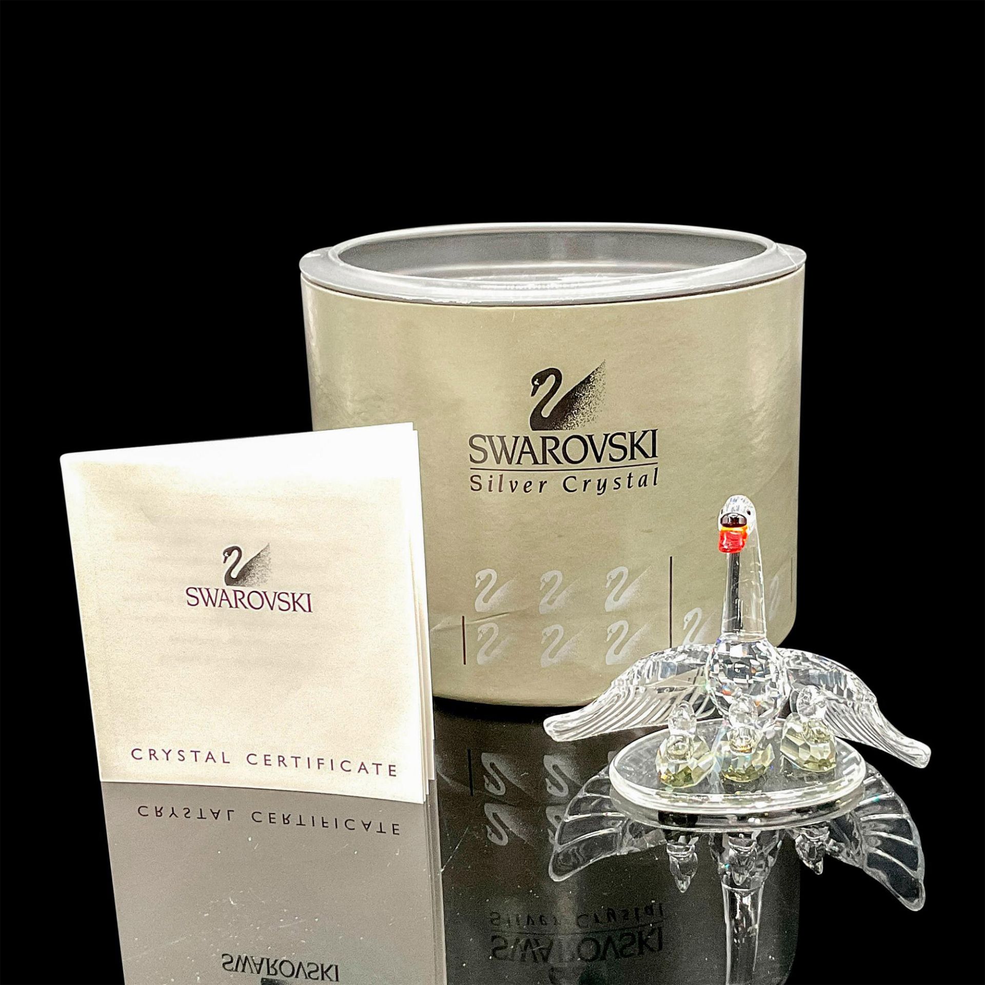 Swarovski Silver Crystal Figurine, Swan Mother with Cygnets - Bild 4 aus 4