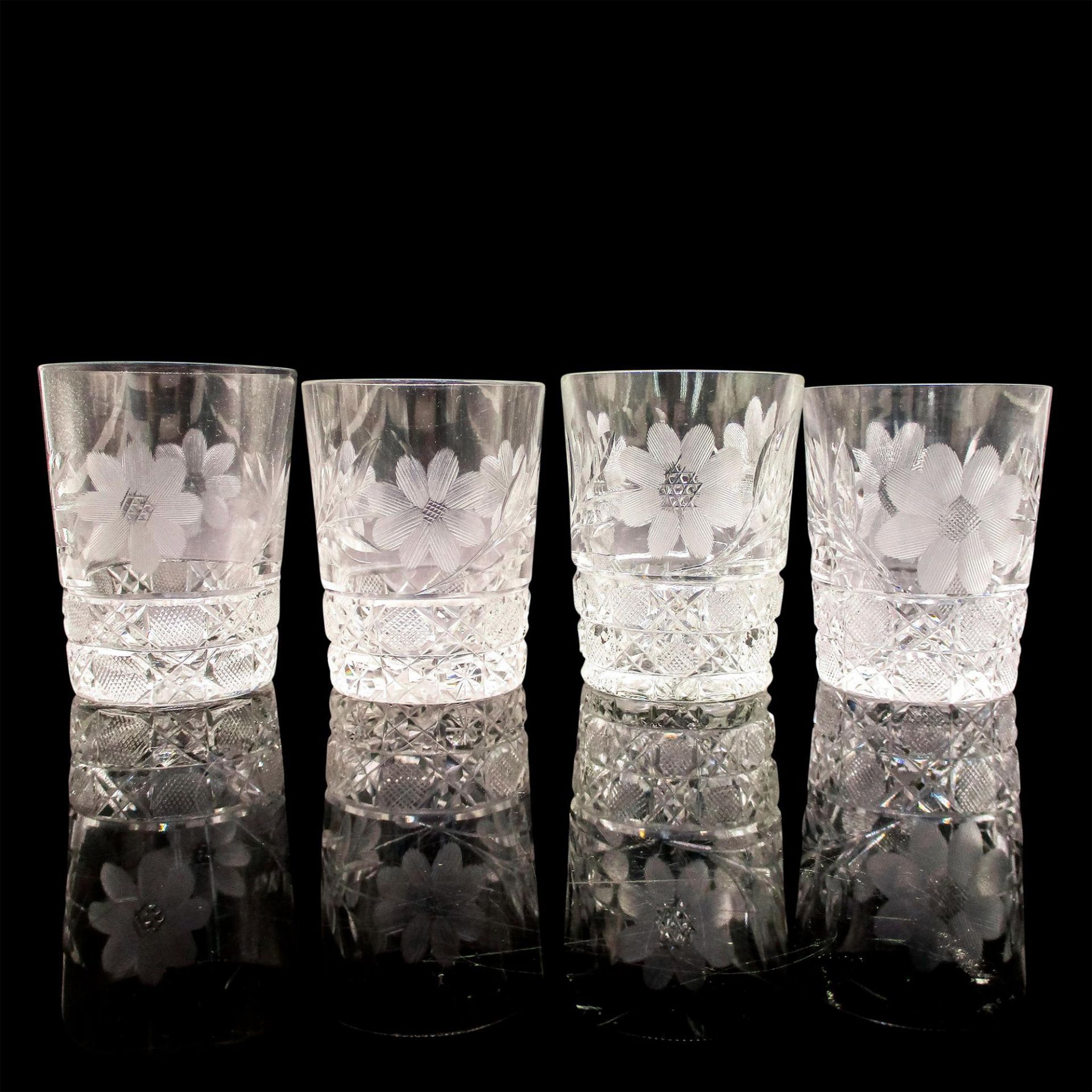 8pc Vintage Crystal Etched Whiskey Glasses - Image 6 of 8