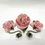 3pc Ceramic Rose Centerpiece and Candleholders