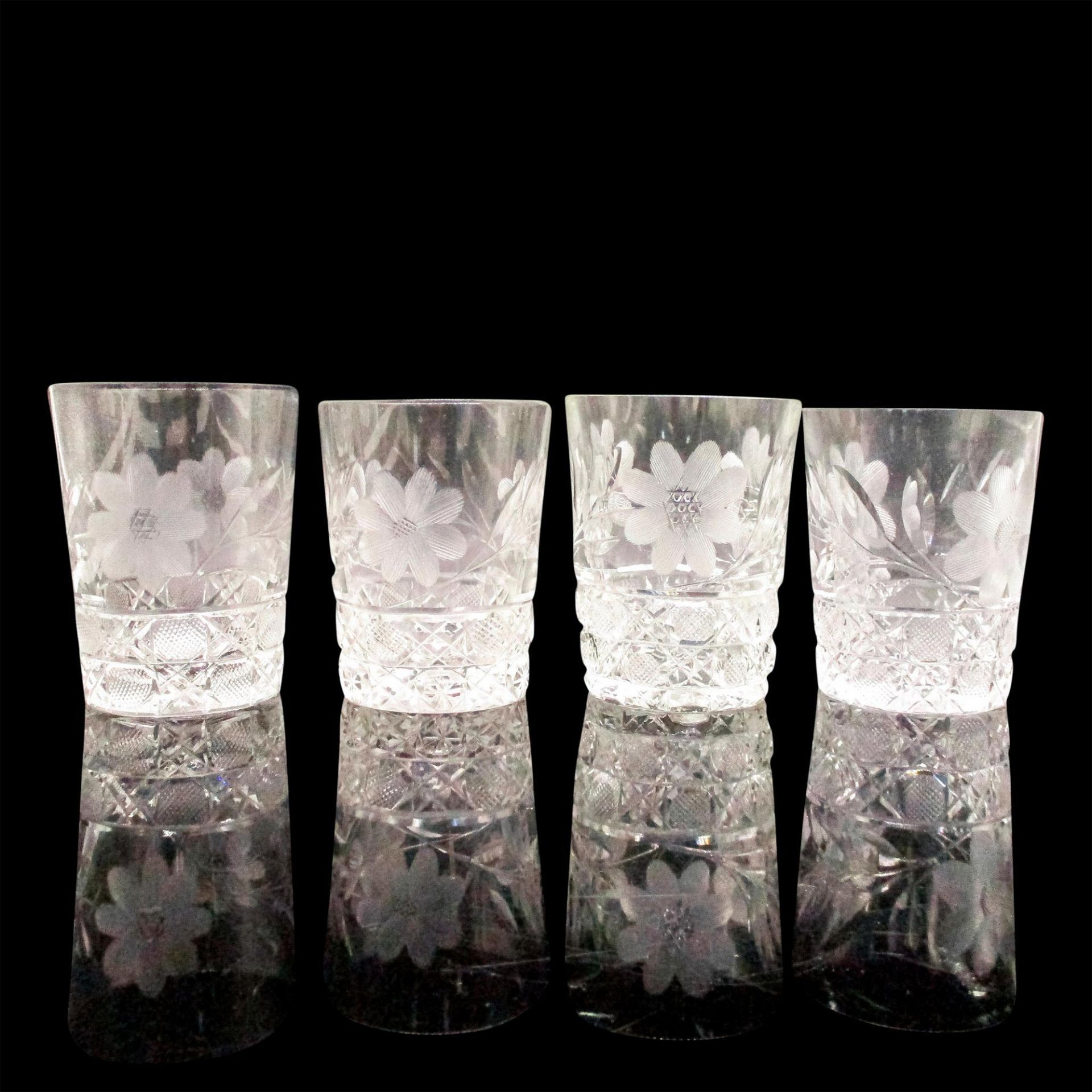 8pc Vintage Crystal Etched Whiskey Glasses - Image 7 of 8