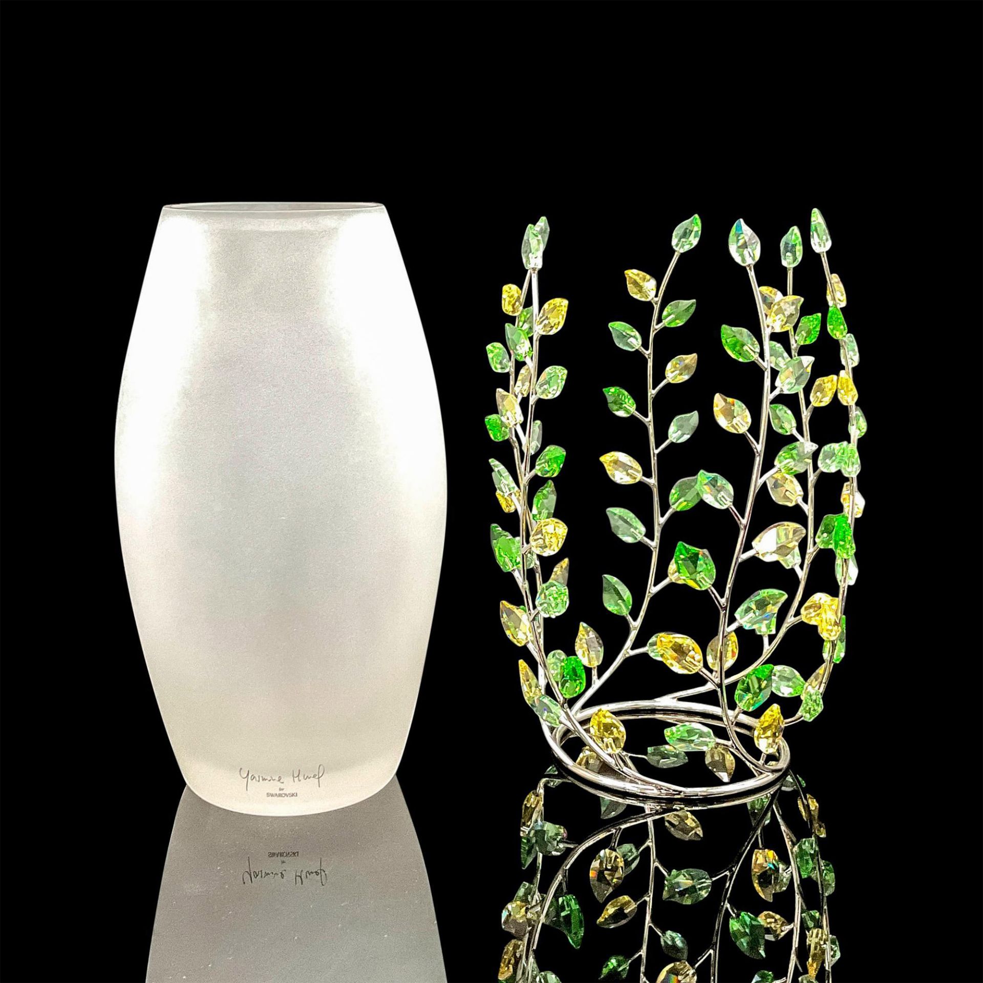 Swarovski Crystal Vase, Leaves - Image 2 of 4
