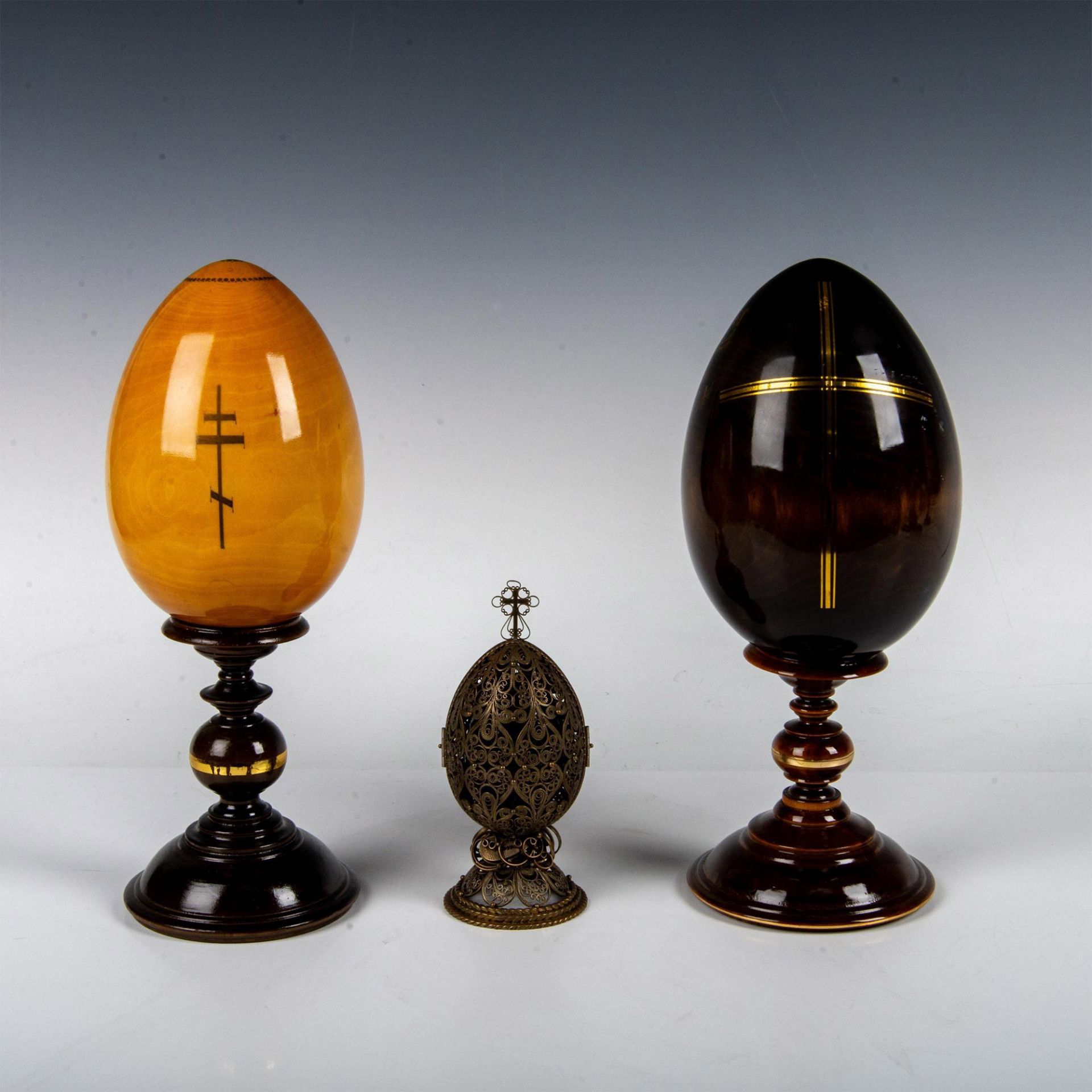 5pc Russian Orthodox Icon Eggs And Stands - Image 2 of 19