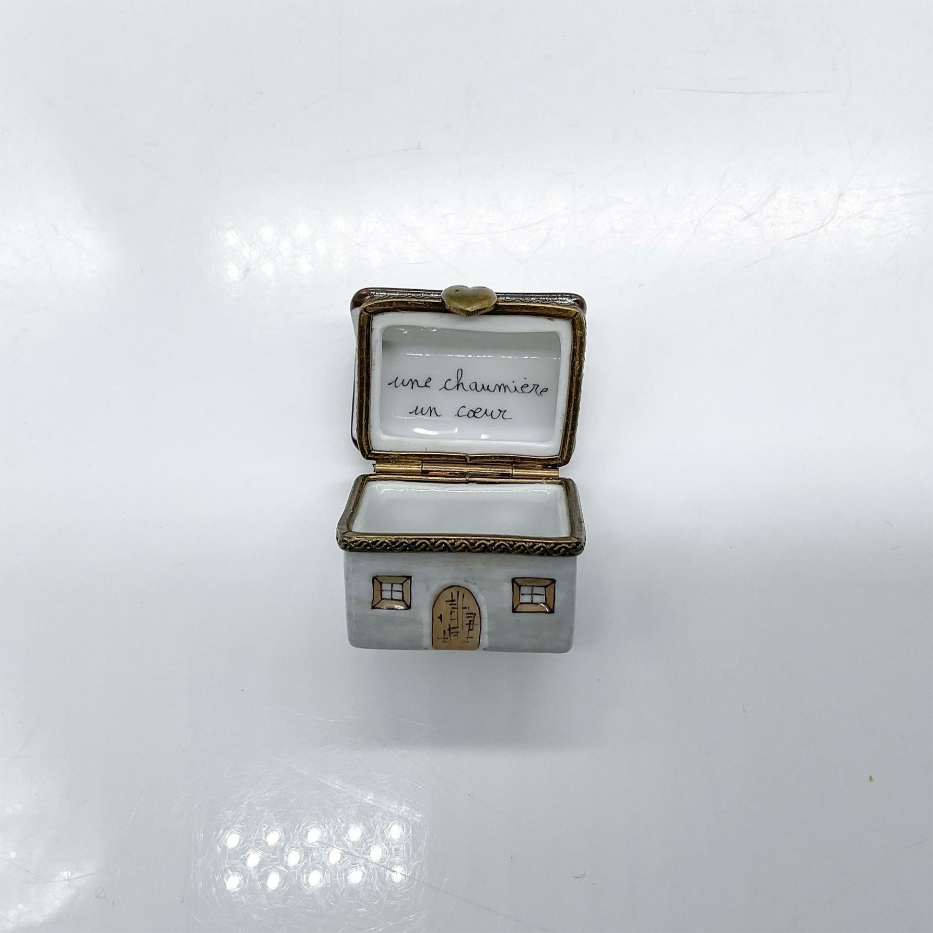 Limoges Enameled Porcelain Box, Cottage - Image 4 of 4