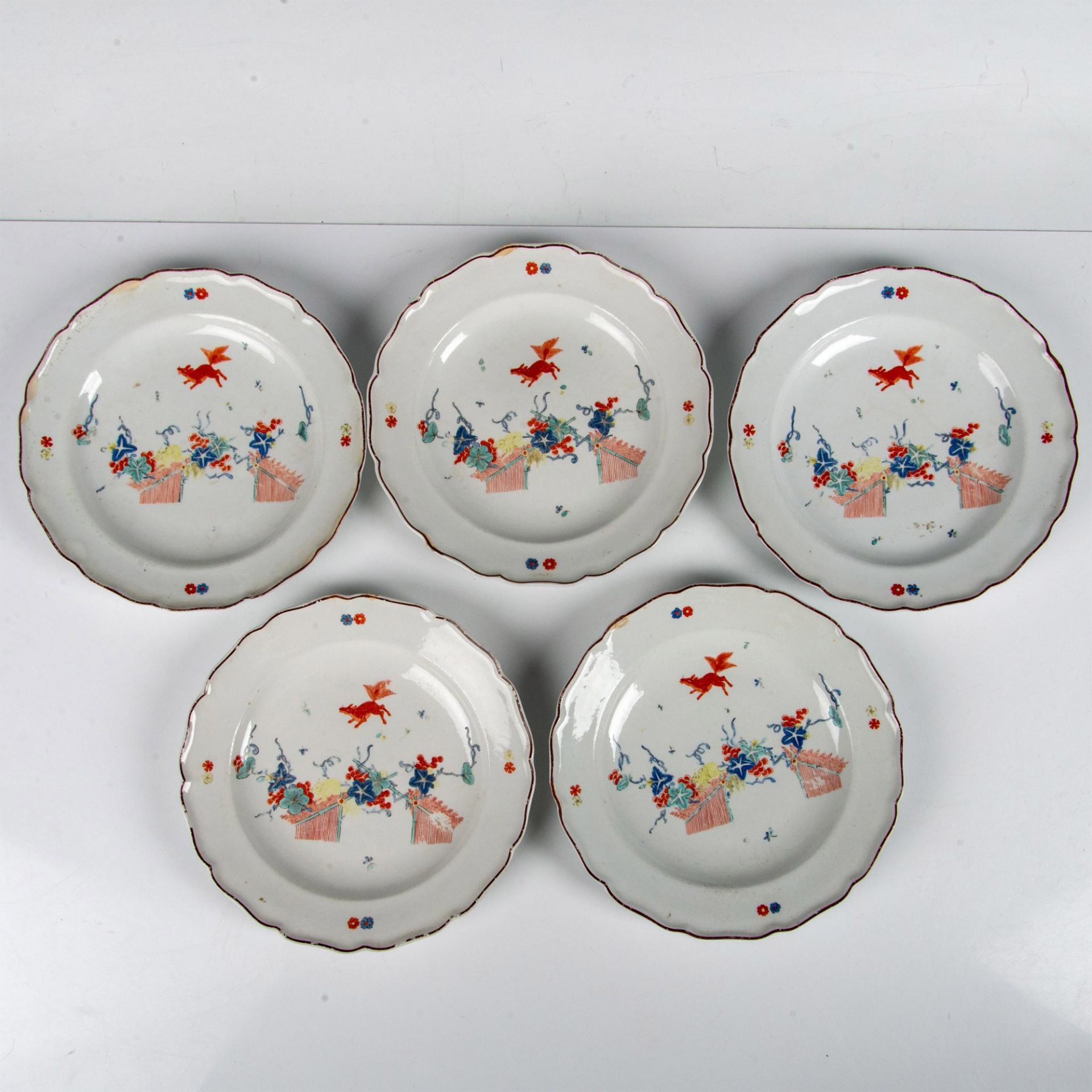 5pc Chamberlain's Worcester Porcelain Plates, Kakiemon - Image 3 of 6