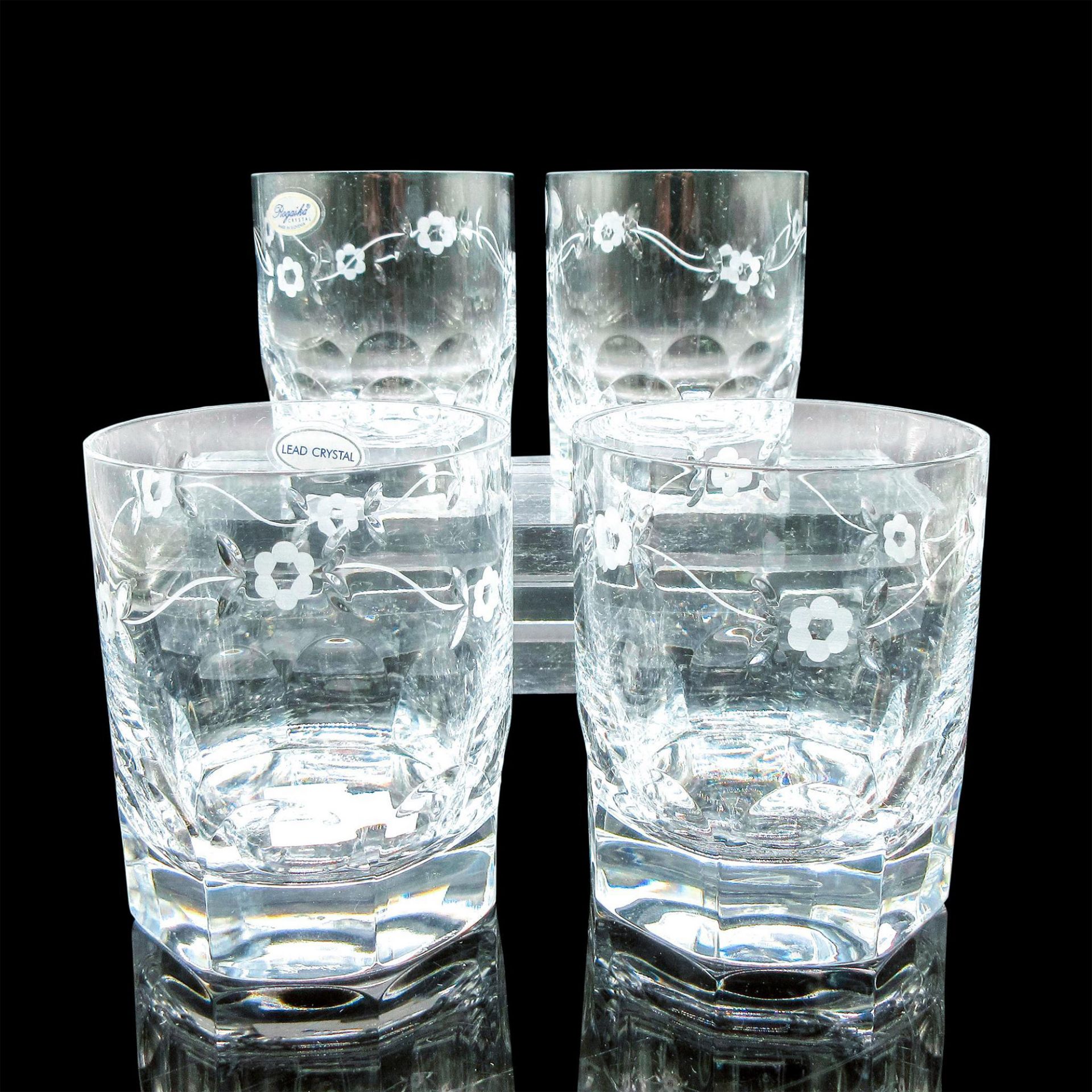 4pc Rogaska Lead Crystal Old Fashioned Glasses, Scarlett