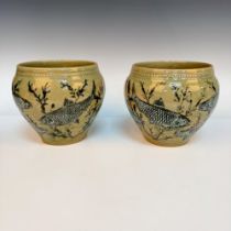 Pair of Doulton Lambeth George Tabor Stoneware Jardinieres