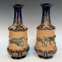 Pair of Doulton Lambeth Hannah Barlow Stoneware Vases