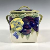 William Moorcroft Covered Biscuit Barrel, Pansies