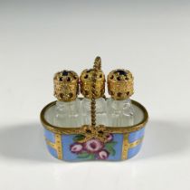 French Limoges Hand Painted Basket with Perfume Bottles