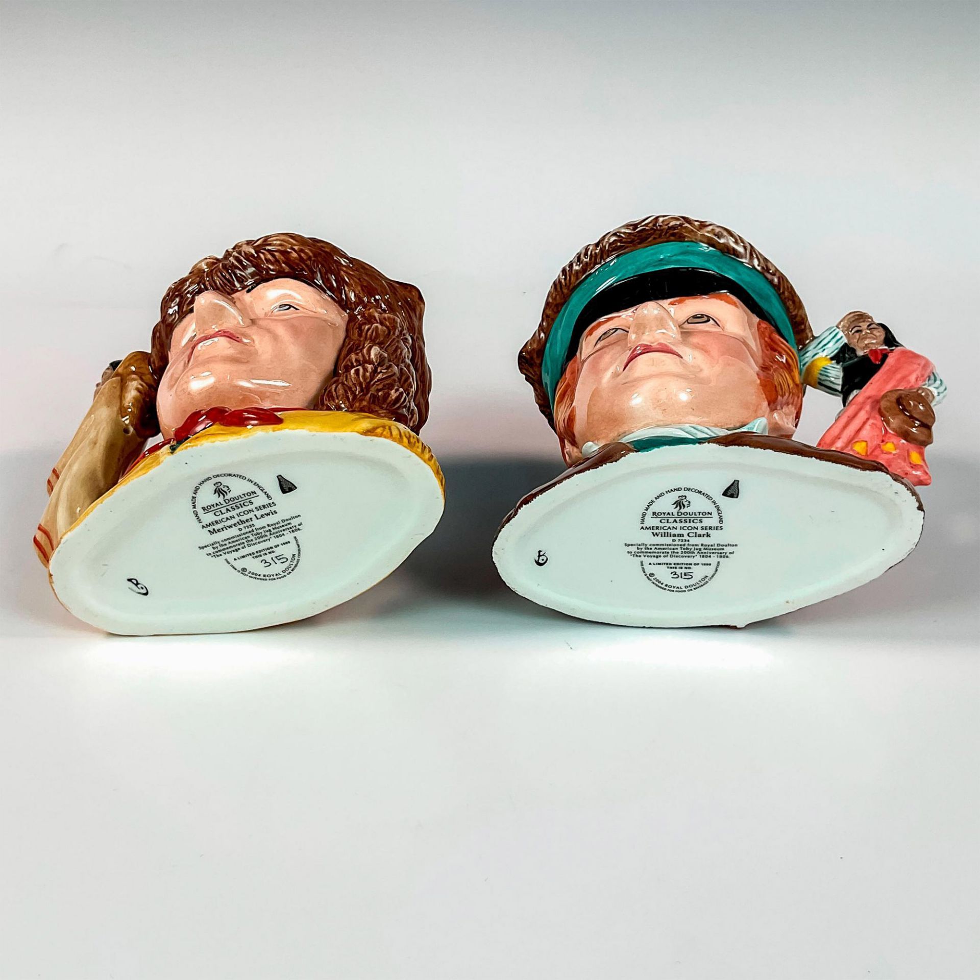 2pc Meriwether Lewis and William Clark Pair D7235 & D7234 - Medium - Royal Doulton Character Jugs - Image 3 of 3