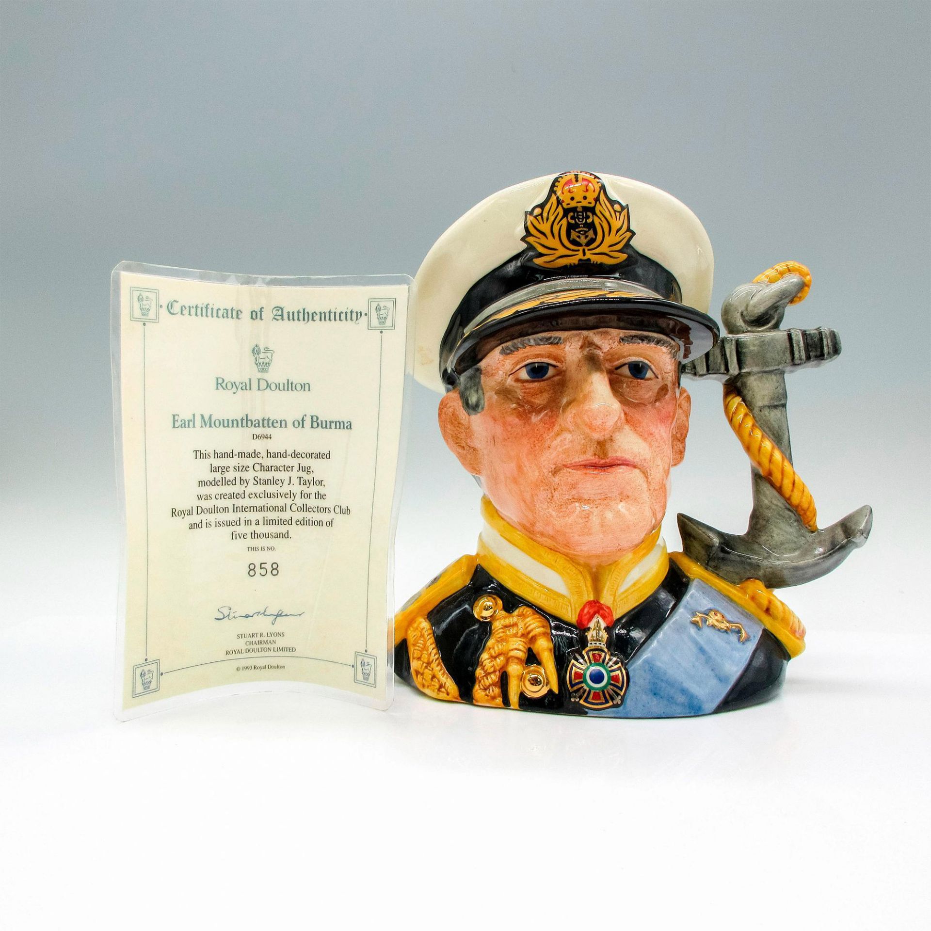 Earl Mountbatten D6944 - Large - Royal Doulton Character Jug - Image 2 of 4