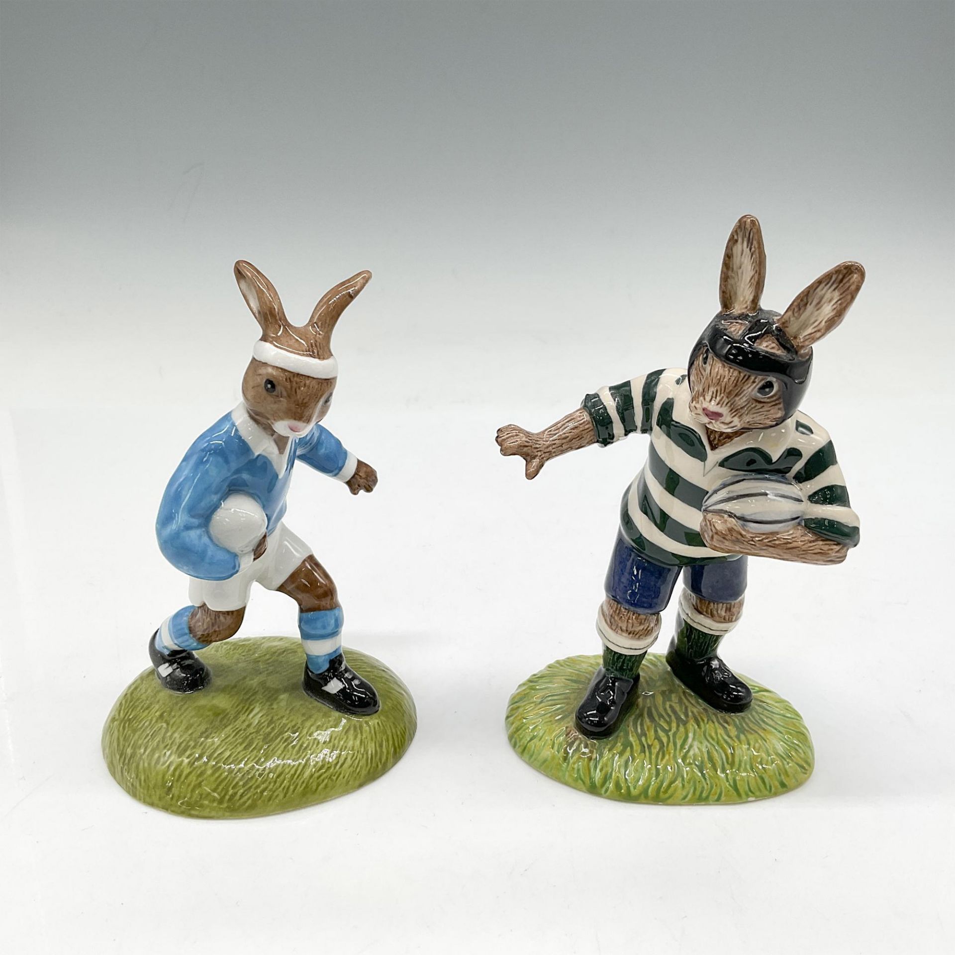 2pc Royal Doulton Bunnykins, Rugby DB318 + DB449