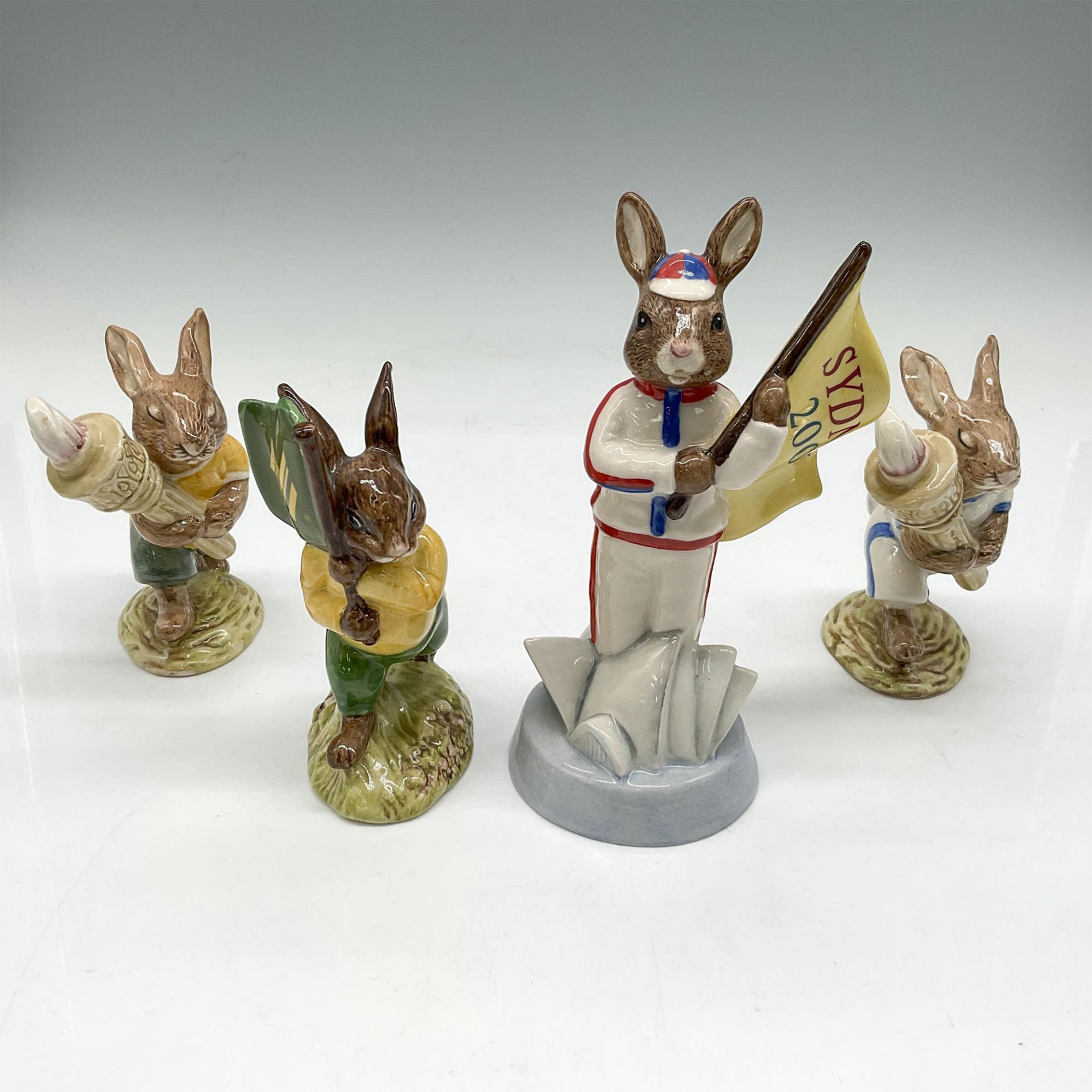 4pc Royal Doulton Bunnykins, Athletic Games DB28, DB58 + DB216