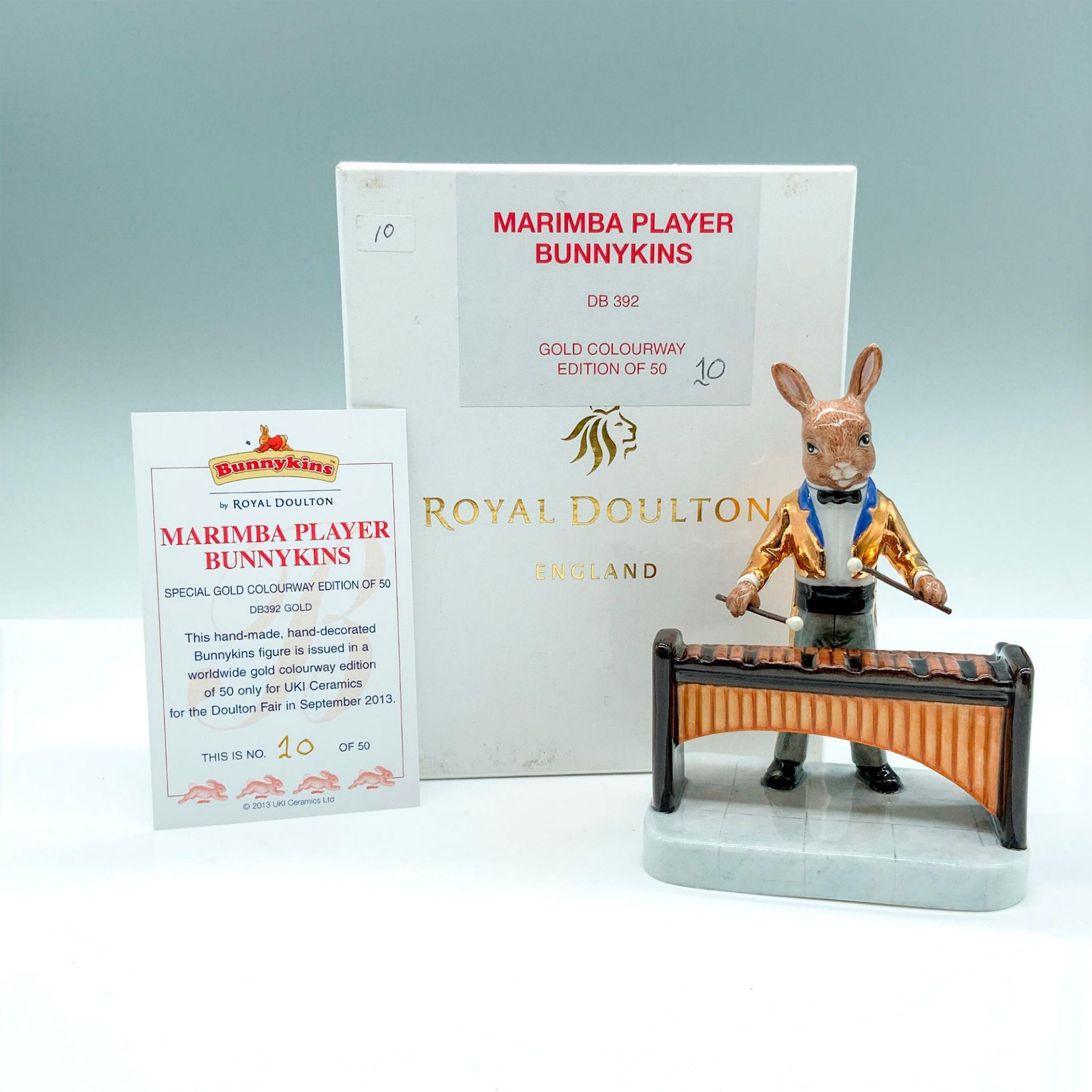 Royal Doulton Bunnykins, LE Gold Issue Marimba Player DB392 - Image 4 of 4