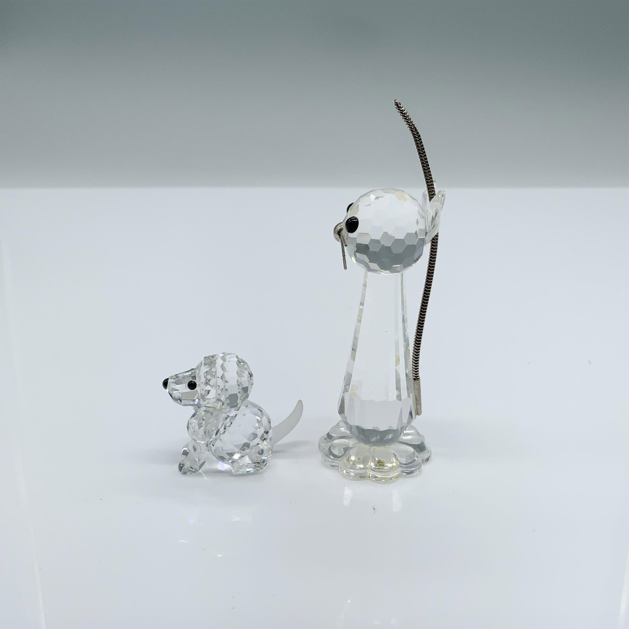 2pc Swarovski Crystal Figurines, Beagle Puppy & Tall Cat - Image 2 of 5