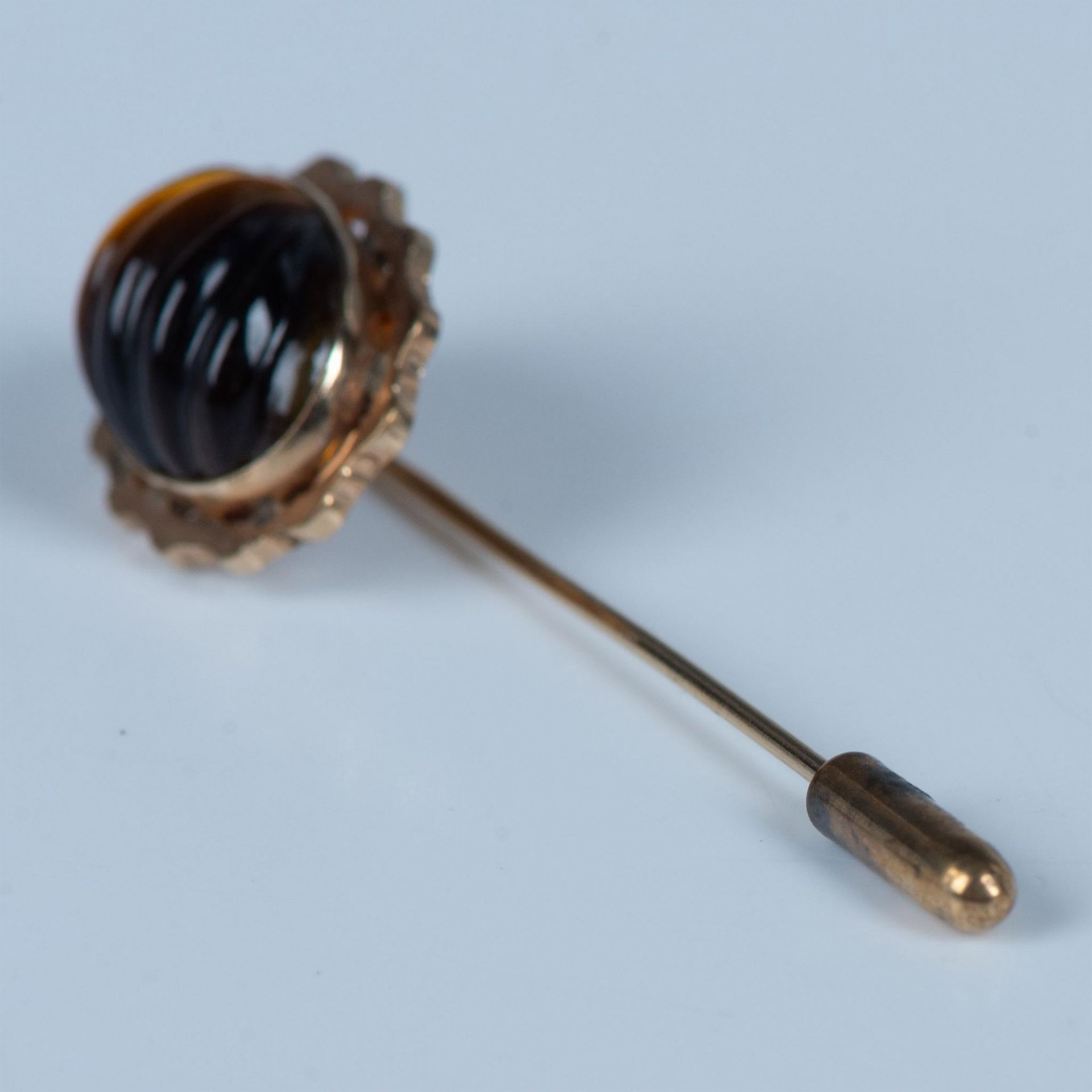 Vintage 14K Gold Tigers Eye Stick Pin - Image 2 of 4