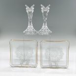 4pc Decorative Glass Candlesticks and Small Dishes