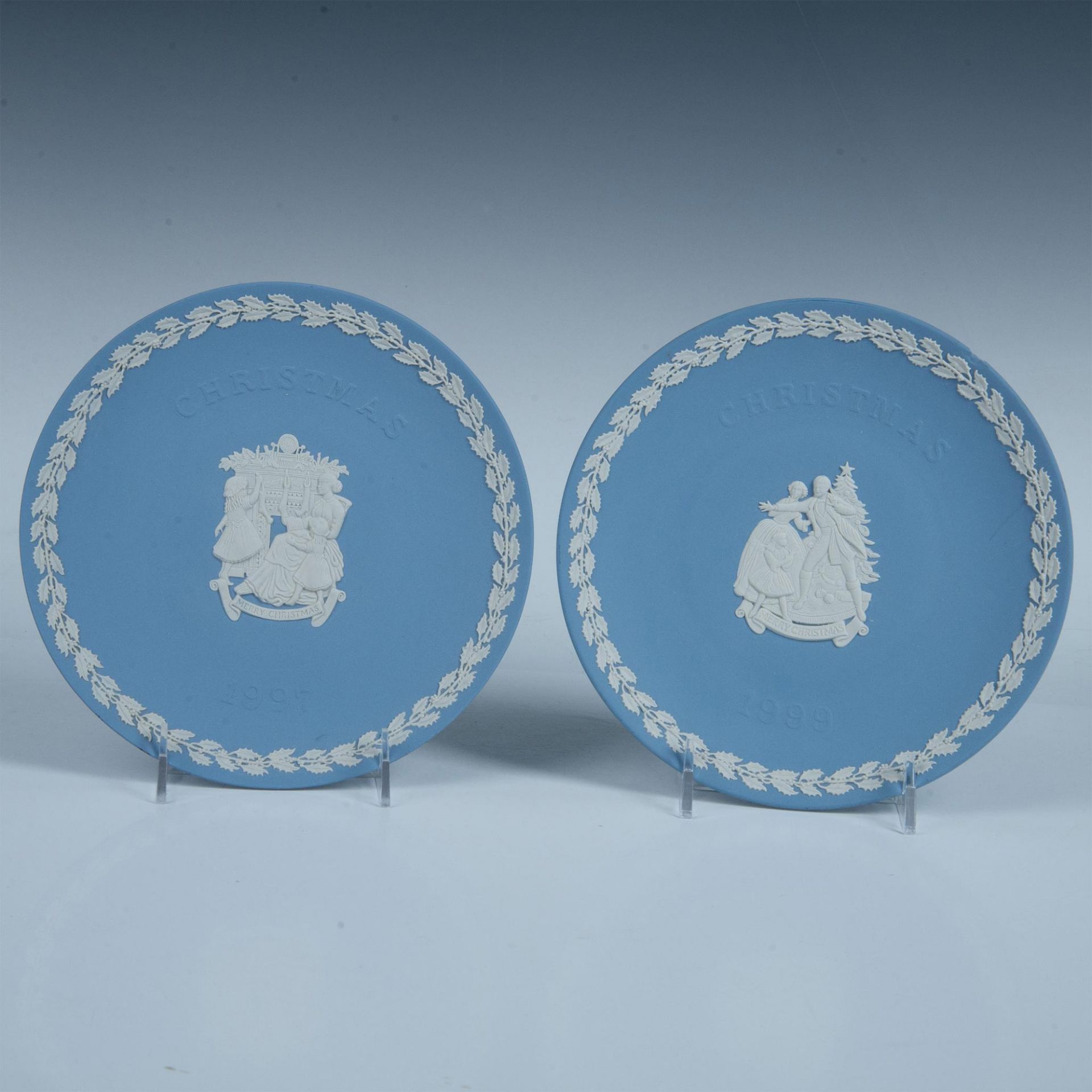 6pc Wedgwood Light Blue Jasperware Christmas Plates - Bild 2 aus 10