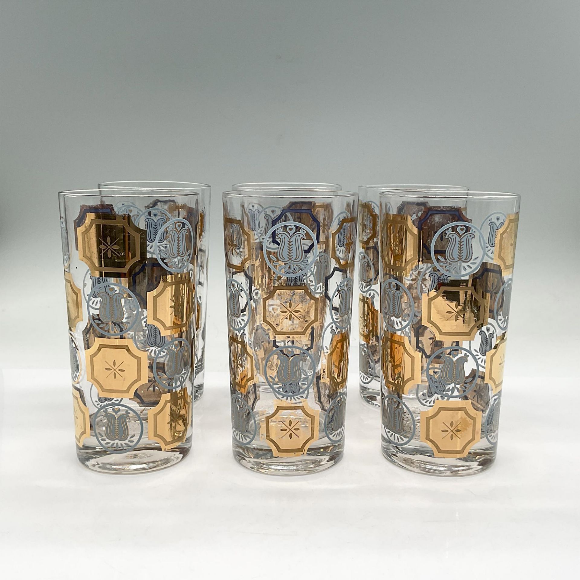 6pc Mid-Century Modern Highball Glasses