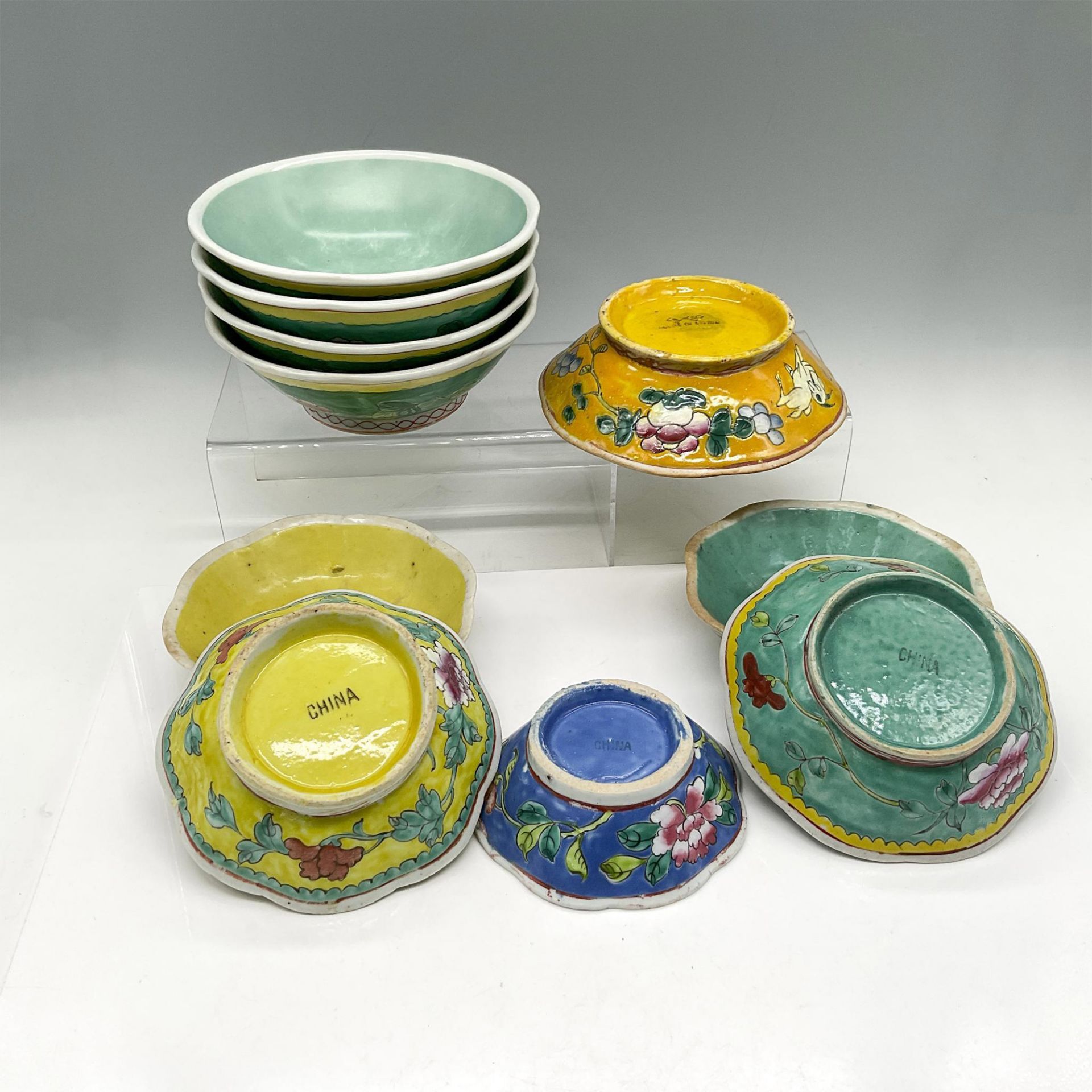 10pc Chinese Enameled Bowls - Image 3 of 3