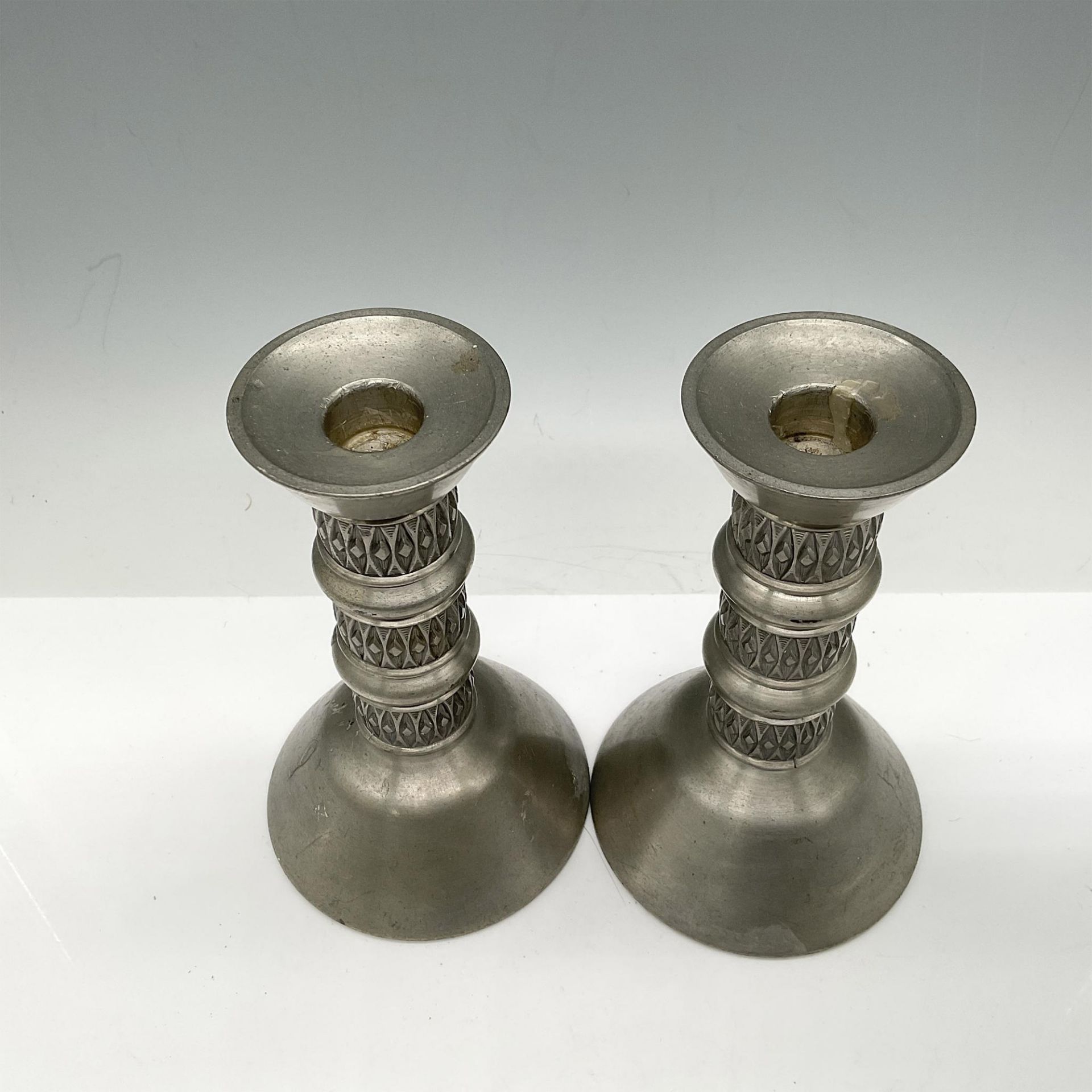 Pair of Amistad Pewter Candlestick Holders - Image 2 of 3
