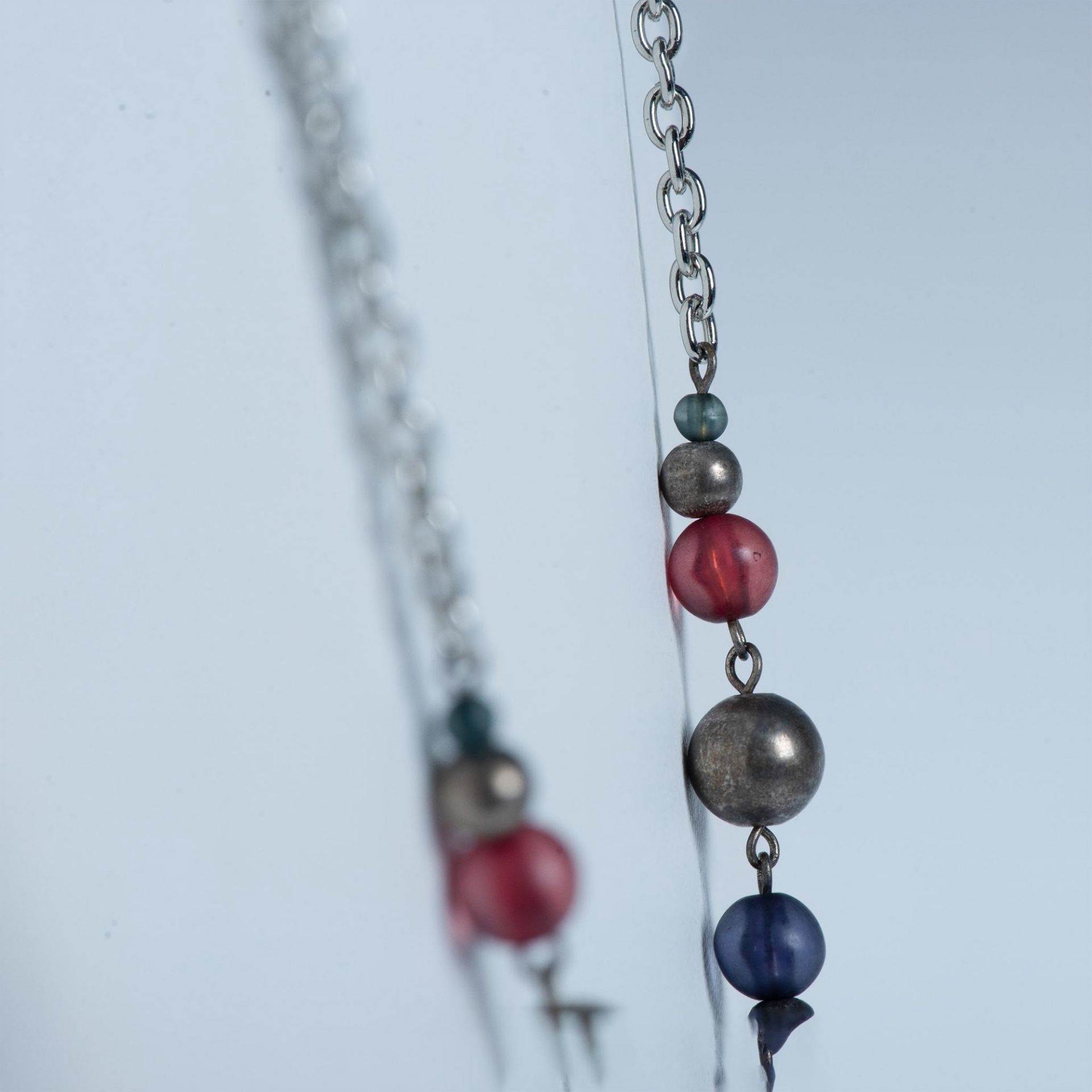 Retro Colorful Beaded Silver Metal Pendant Necklace - Bild 4 aus 6