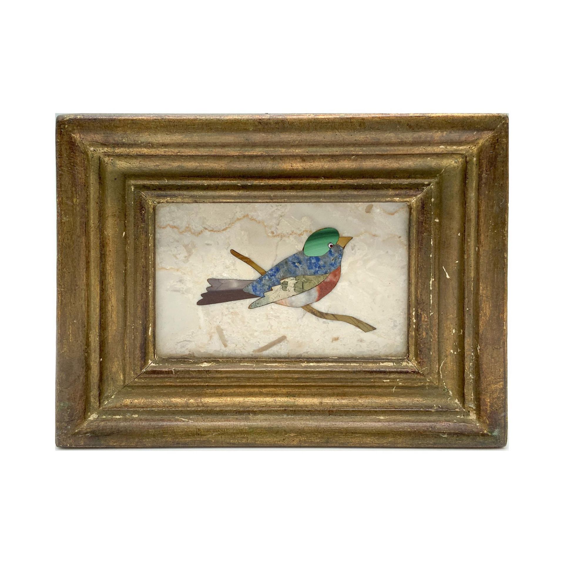 Mid-Century Italian Pietra Dura Inlay Bird Mosaic