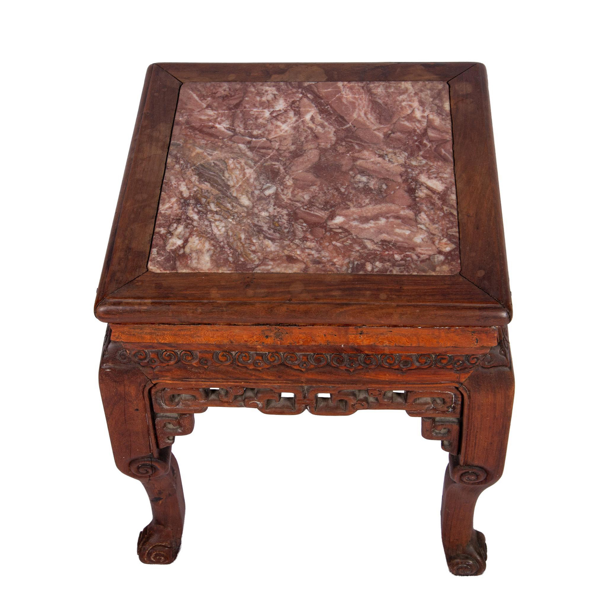 Antique Chinese Side Table in Ebonized Wood with Marble Top - Image 2 of 3
