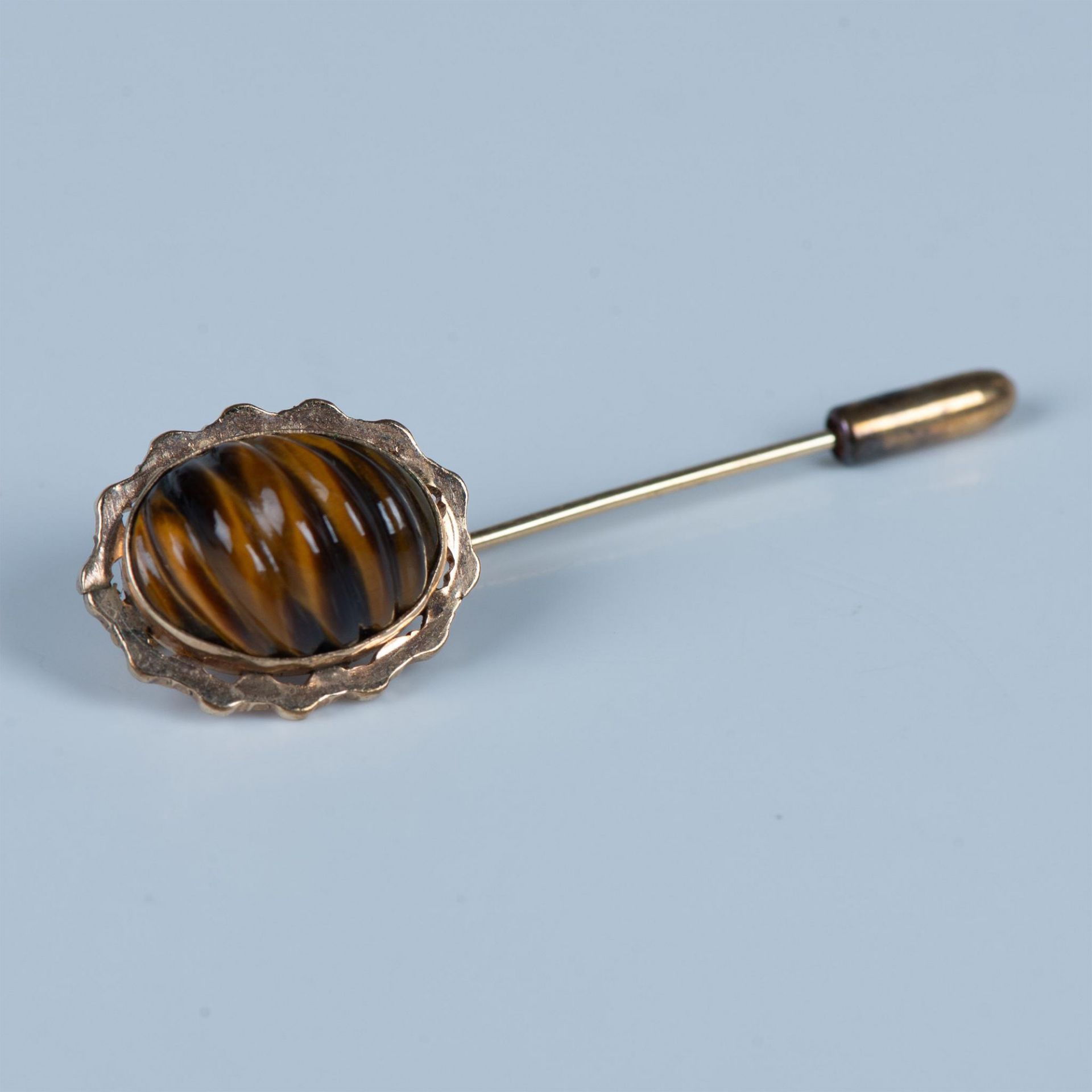 Vintage 14K Gold Tigers Eye Stick Pin