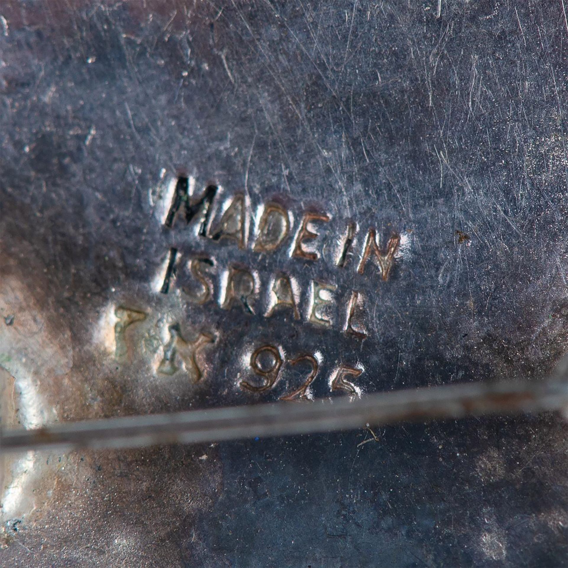 Vintage Israeli Sterling Silver and Eilat Stone Brooch Pendant - Bild 3 aus 4