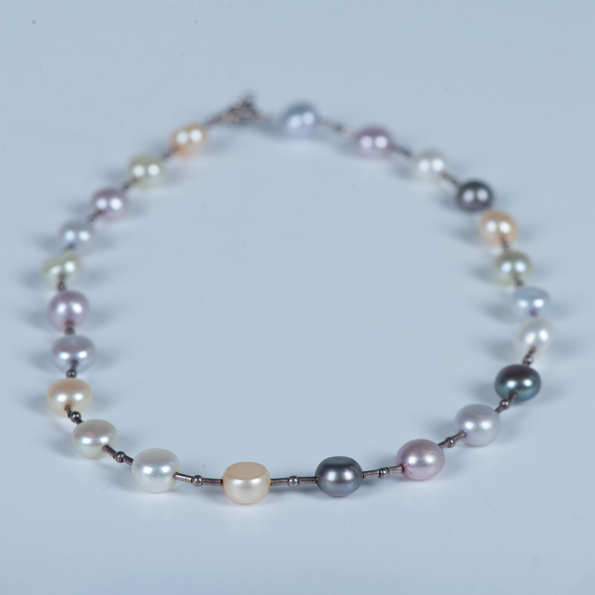 Gorgeous Sterling Silver and Multicolored Pearl Necklace - Image 3 of 3