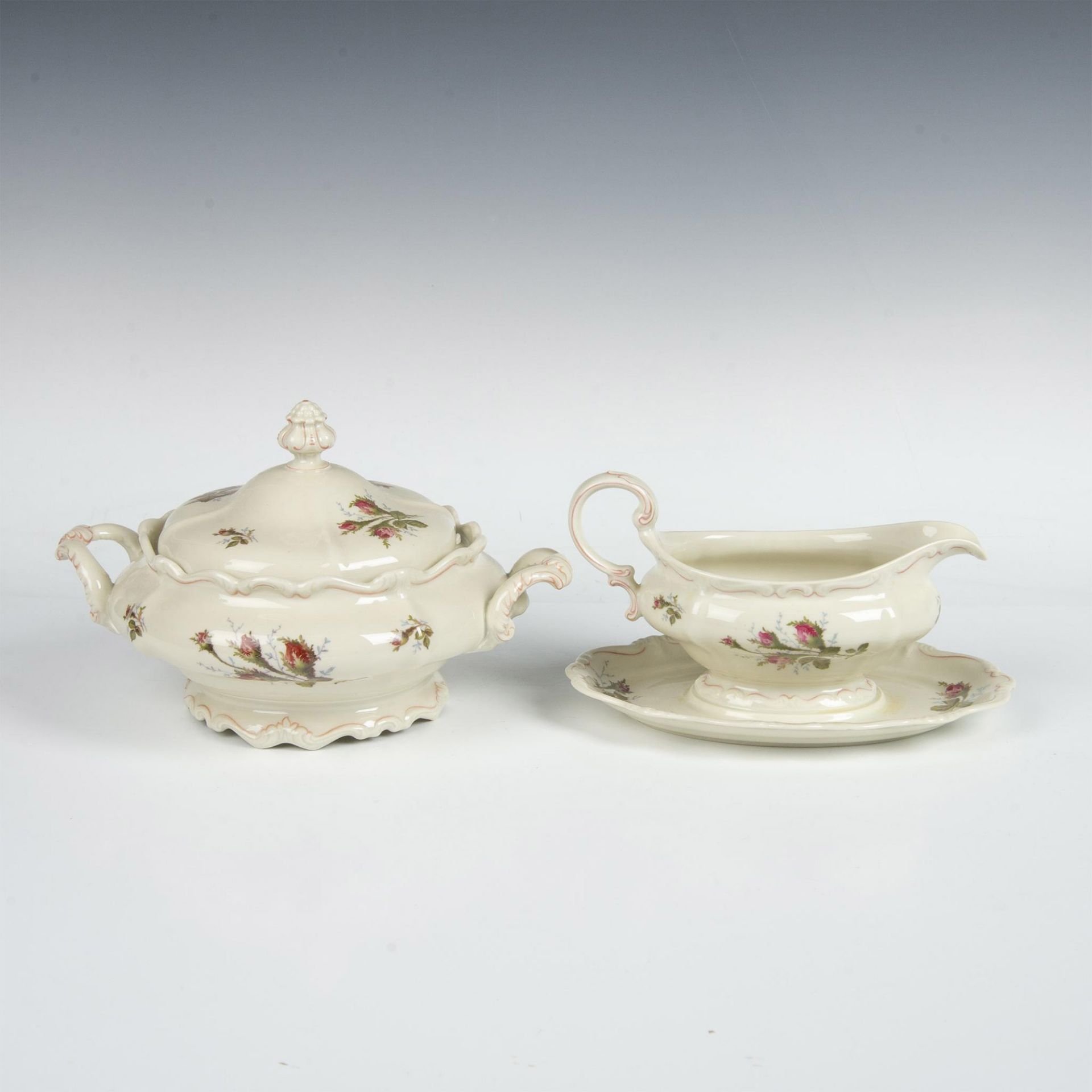 Rosenthal Pompadour Moss Rose Gravy Boat and Tureen - Image 2 of 3