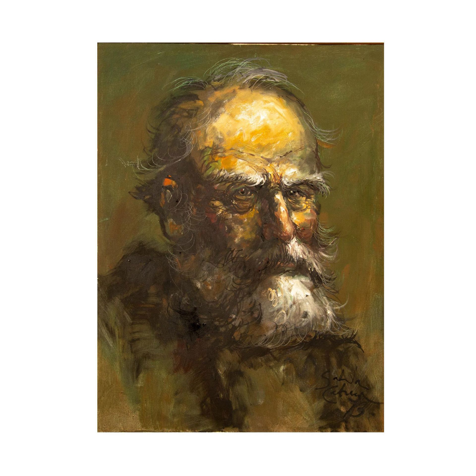 Original Oil on Canvas, Portrait of a Weathered Man, Signed - Bild 2 aus 6