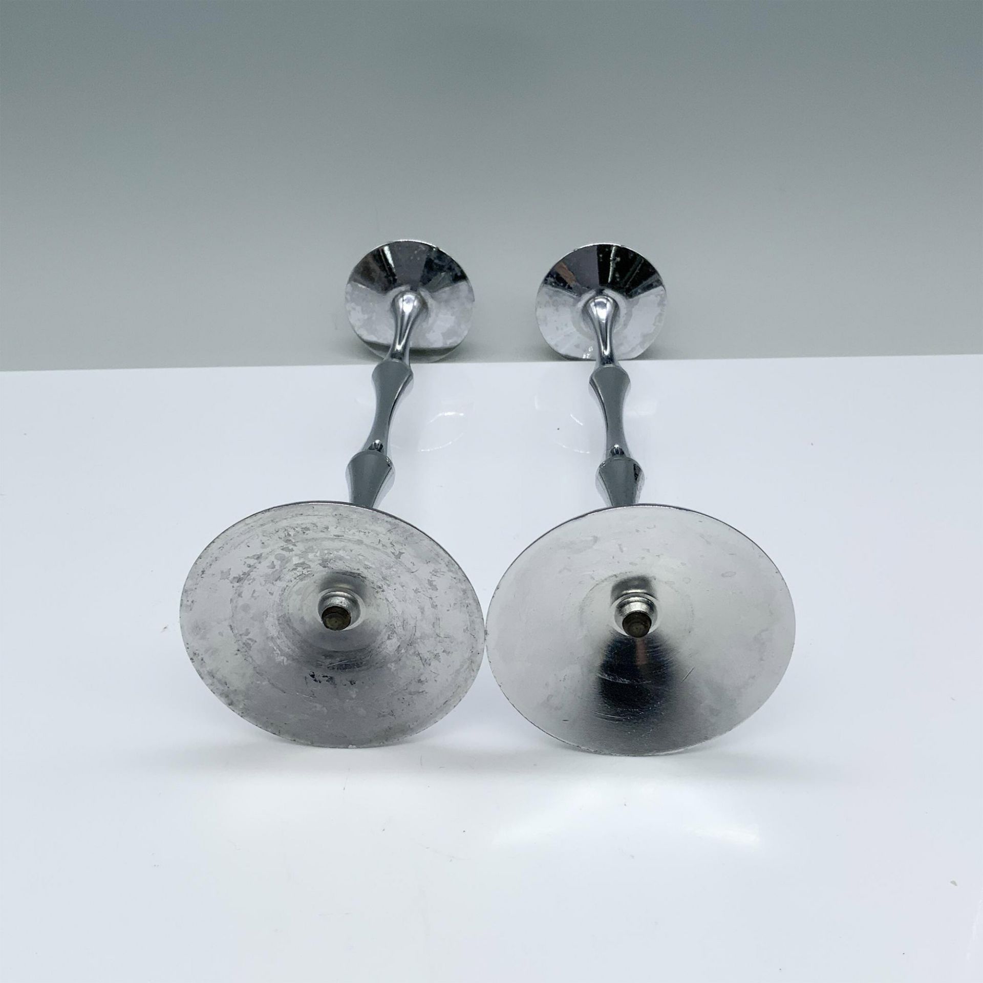 Pair of Vintage English Silver Metal Candlestick Holders - Image 2 of 4