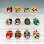 12pc Chinese Ceramic Miniature Opera Masks