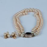 2pc Panetta Gold Tone Faux Pearl Necklace and Clip-On Earrings