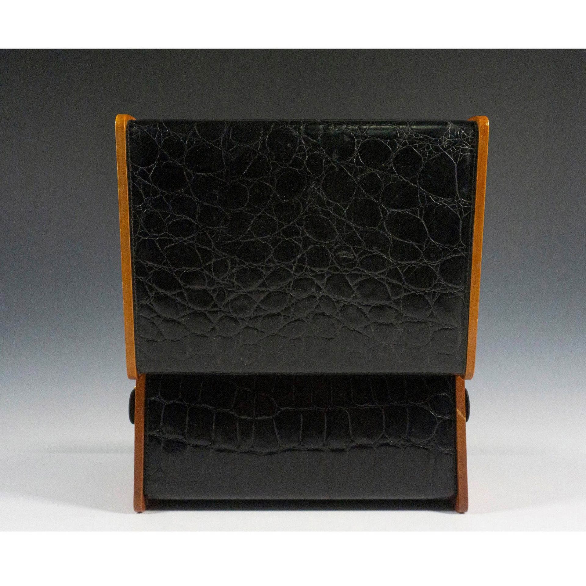 Spanish Black Leather and Wood Cigar Humidor Box - Image 6 of 6