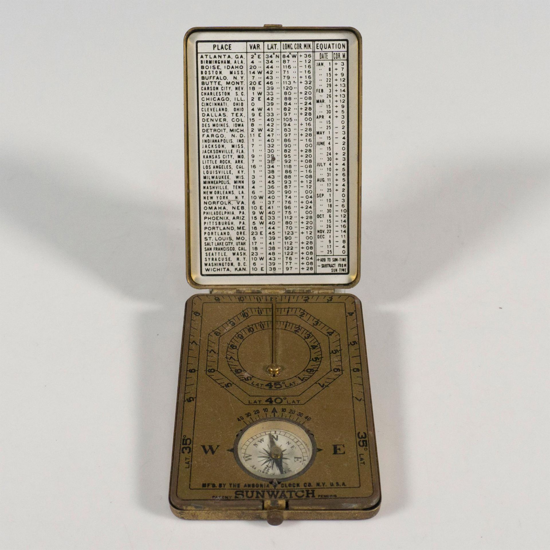 Ansonia Clock Co. Horizontal Pocket Sundial - Bild 5 aus 7