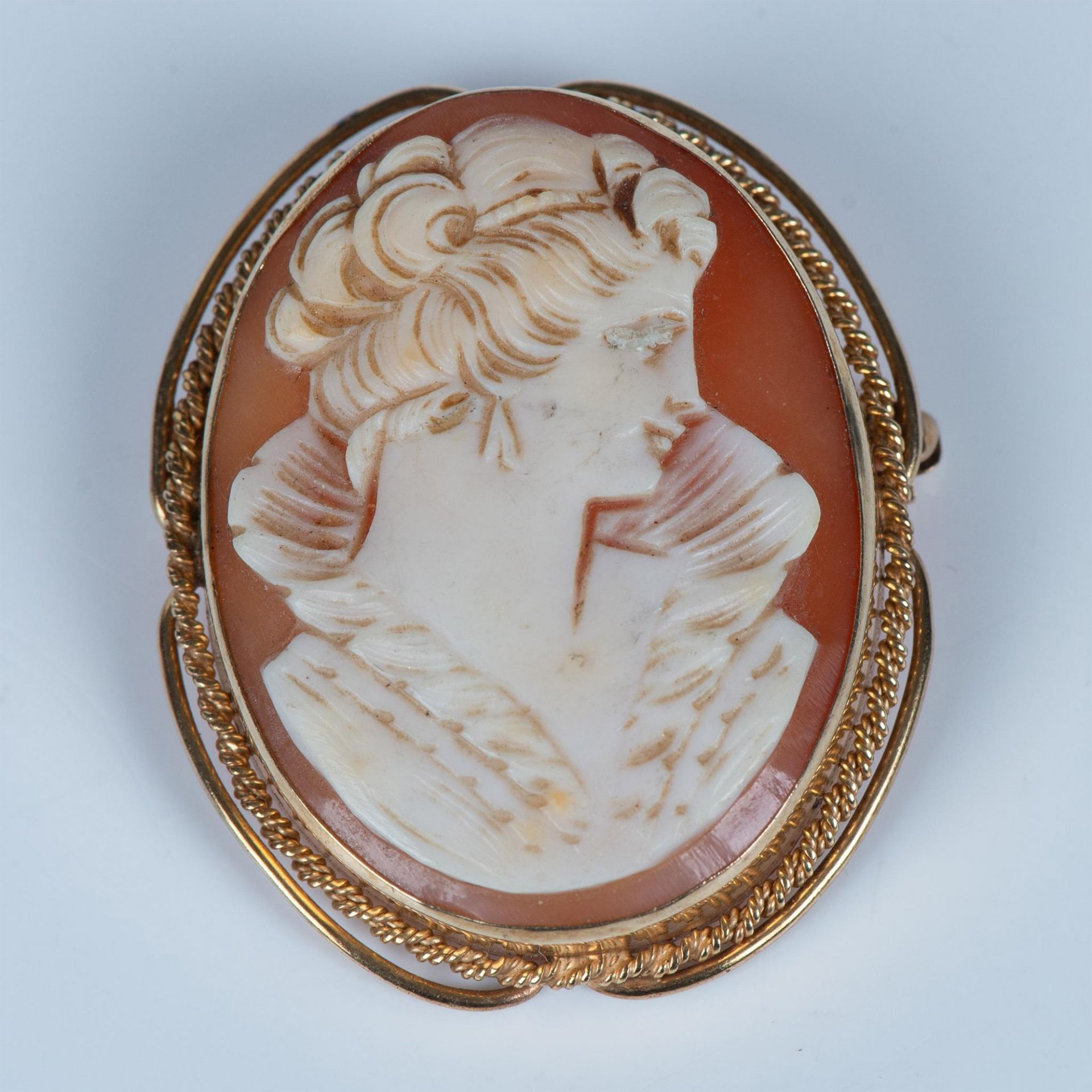 Vintage 14K Gold Cameo Pendant Brooch - Bild 2 aus 4