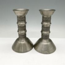 Pair of Amistad Pewter Candlestick Holders