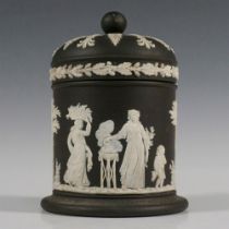 Wedgwood Black Jasperware Lidded Tobacco Jar