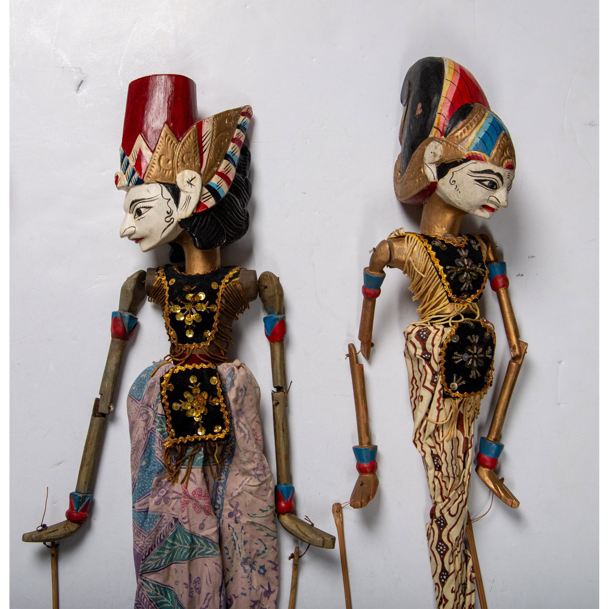 6pc Indonesian Wayang Golek Stick Puppets - Image 5 of 6