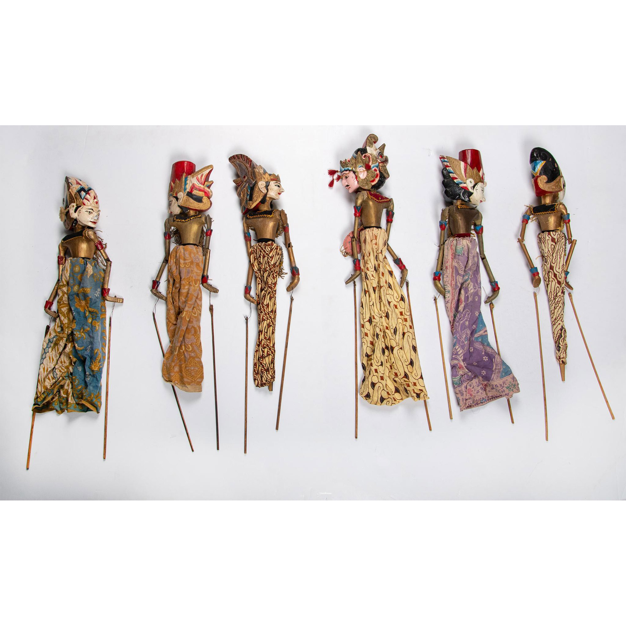 6pc Indonesian Wayang Golek Stick Puppets - Image 6 of 6